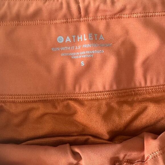 ATHLETA run with it 3.5" printed Orange short size small EUC - Picture 2 of 3